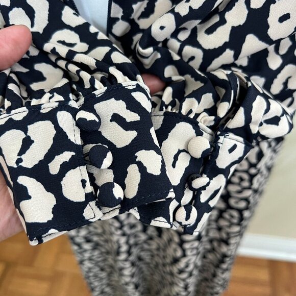 Jessica Howard Women's Ruched Midi Jersey Dress 10P Leopard Print - Picture 9 of 13